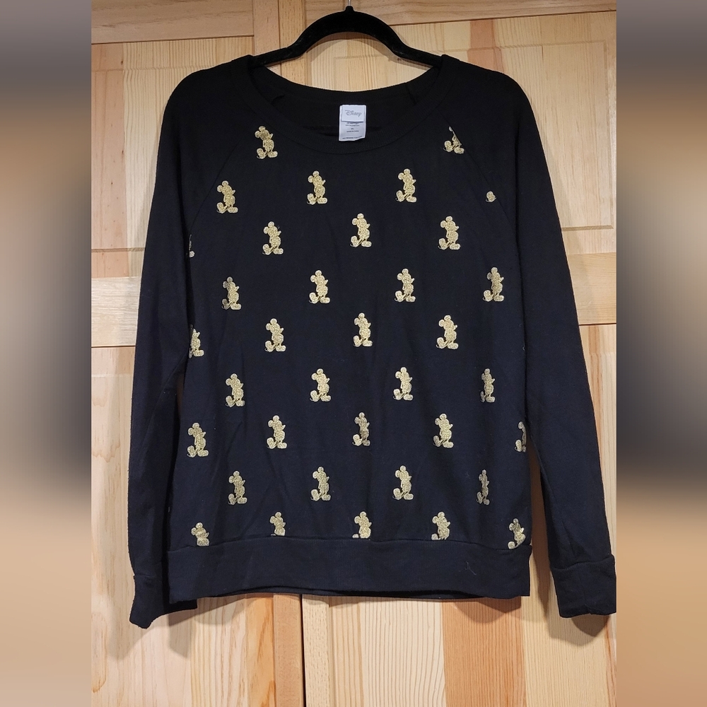 Disney Black Top with Gold Mickeys Size XL Juniors